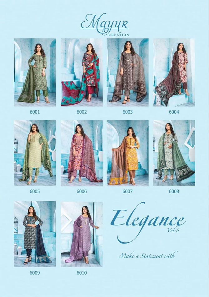 Eligance Vol 6 By Mayur Embroidery Neck Cotton Dress Material Wholesale Shop In Surat